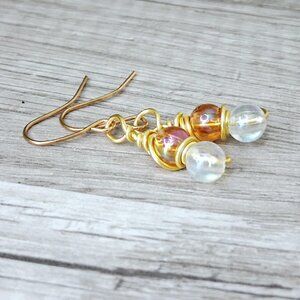 2/$10 Iridescent beaded dangle earrings, women girls jewelry